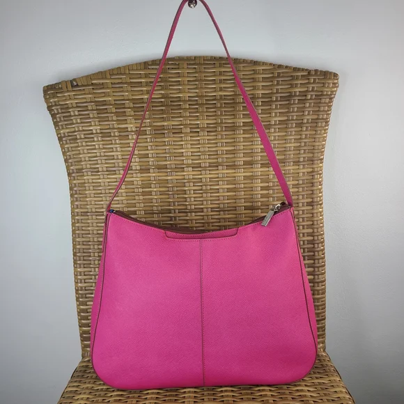 Hobo International Pink Saffiano Leather Shoulder Bag Purse - Picture 3 of 16